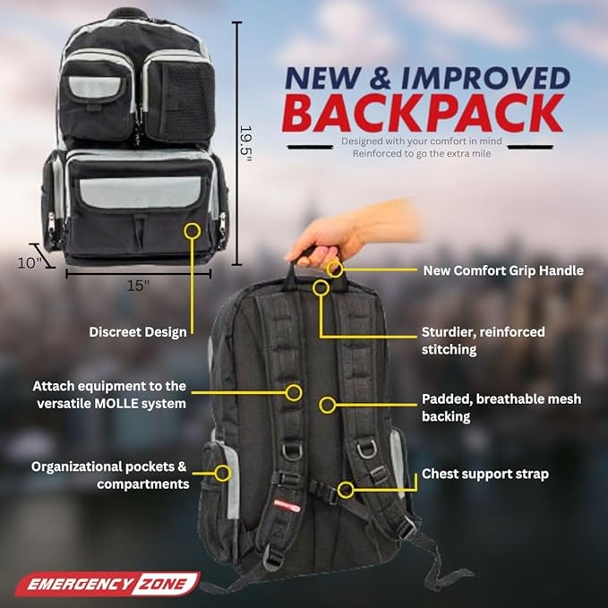 Emergency Zone 2 & 4 Person 72 Hour Survival Kit | Bug Out Bag with Food, Water, First Aid, Emergency Shelter, Survival Gear - Disaster Preparedness Go Bag for Earthquake, Hurricane, Car, Home