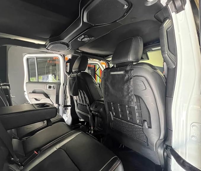 SPIDERWEBSHADE Seatback Sac - Backseat Car Storage Organizer - Large Mesh Pocket for Organizing Snacks, Toys, Tablets, Phones, Car Travel Accessories - Universal For Most Vehicles (Black)