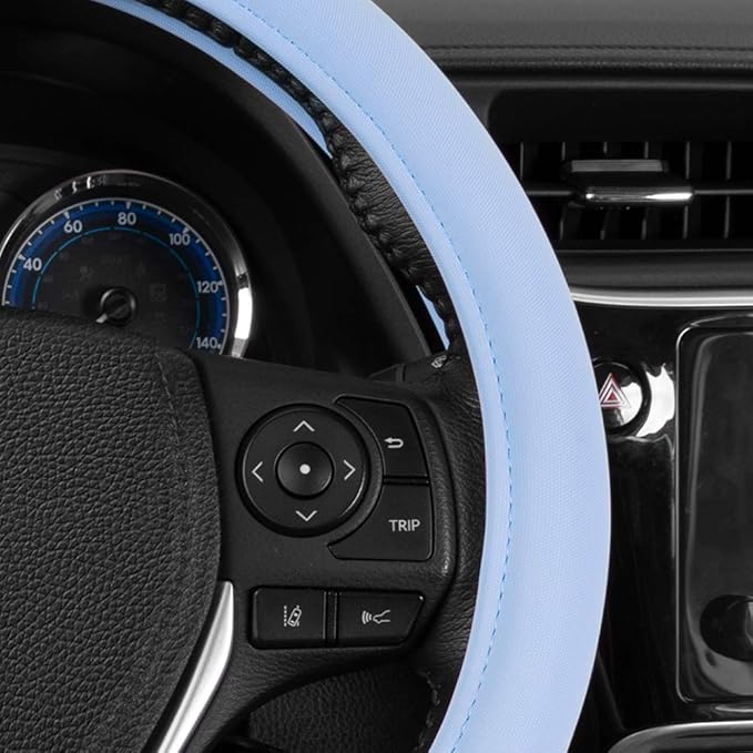 Carbella Ultra Soft Blue Steering Wheel Cover, Car Accessories for Women, Non-Slip Comfy Soft Grip Faux Leather Auto Steering Wheel Cover for Cars Trucks Vans SUVs Gift Idea - Fits Standard 15" Inches