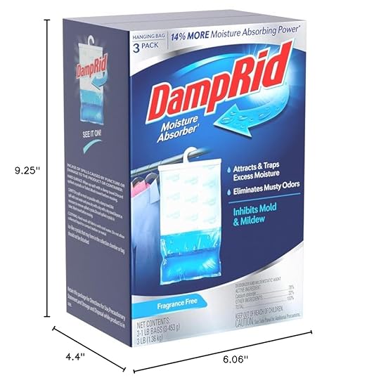 DampRid Fragrance Free Hanging Moisture Absorber, 16 oz., 3 Pack - Eliminates Musty Odors for Fresher Air, Ideal Moisture Absorbers for Closet, 14% More Moisture Absorbing Power*