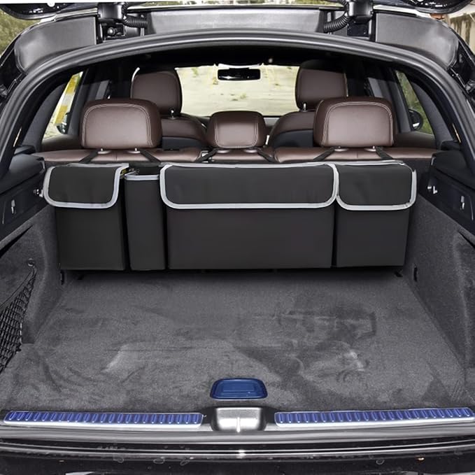 Car Trunk Organizer with Lid for 2023-2026 Honda HRV, Large Waterproof Vehicle Backseat Hanging Storage Bag with Pockets & Adjustable Straps