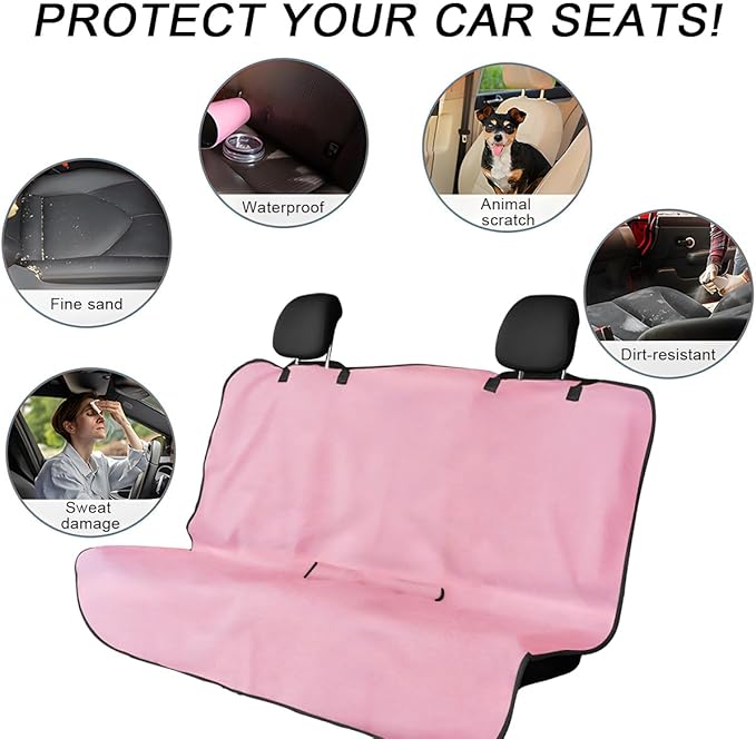 Car Towel Seat Cover, Waterproof Sweating Non-Slip Premium Soft Towel Carseat Protector, Universal Machine Washable Car Truck SUV Front Seat Cover for Gym Workout Beach Hiking (Pink, Rear)