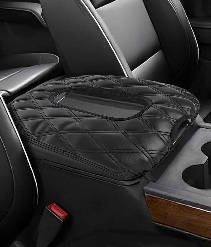 Center Console Cover for Chevy Silverado & GMC Sierra 2019-2025 Jump Seat Accessories, Leather Middle Armrest Console Cover Elbow Arm Rest Anti-Scratch Cushion for Car (Jump Seat Console Only)