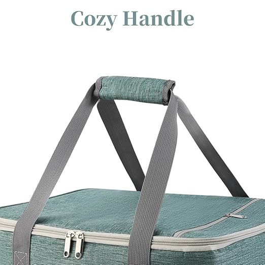 Bodaon Casserole Carriers for Hot or Cold Food, Fits 11"x15"Baking Dish, Portable Warmer for Travel,Insulated Casserole Carrier,Keep Warm Food Containers,Keeps Food Hot for Hours, Pioneer Woman, Green