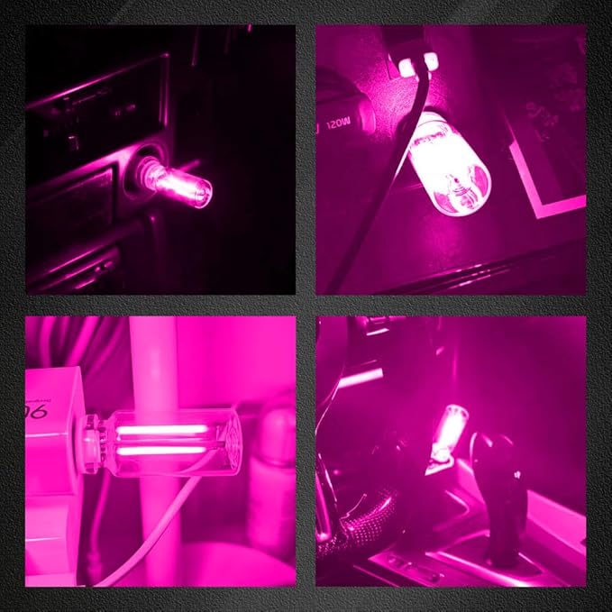 USB LED Car Interior Atmosphere Light, Auto Interior Lights, Plug-in USB Automotive Light, Universal Portable Auto Ambient Lighting Kit Car Accessories for Cars, Bedroom, Hallway (Pink)