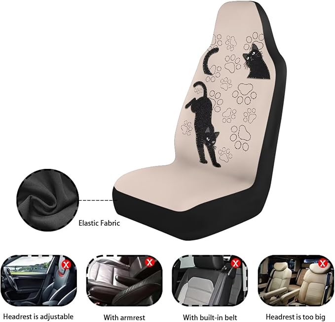BIGCARJOB Cat Paws Car Seat Covers Set Universal Car Interior Seat Rugs 2 Pcs Auto Front Seat Protector Set for Women Car Accessories Set
