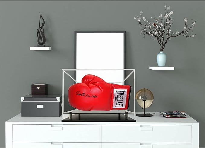 Clear Boxing Glove Display Case,Self-Assembly Acrylic Baseball Glove Display case for Full Size,Football Glove Display Case Holder Showcase.Baseball Mitt Ball Display Case with Black Base Riser Stand