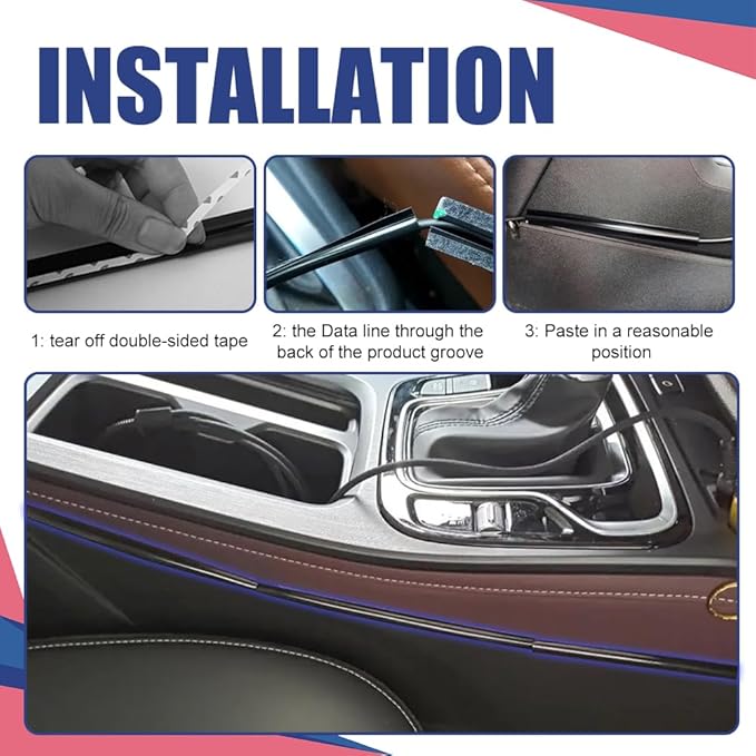 4PCS Car Wire Sleeve, Car Concealed Wire Sleeve, Self-Adhesive Tubing Cable Hidden Protector, Car Accessories Automotive Power Cord Cover PVC Cable Sleeve for USB, Audio and Video Line
