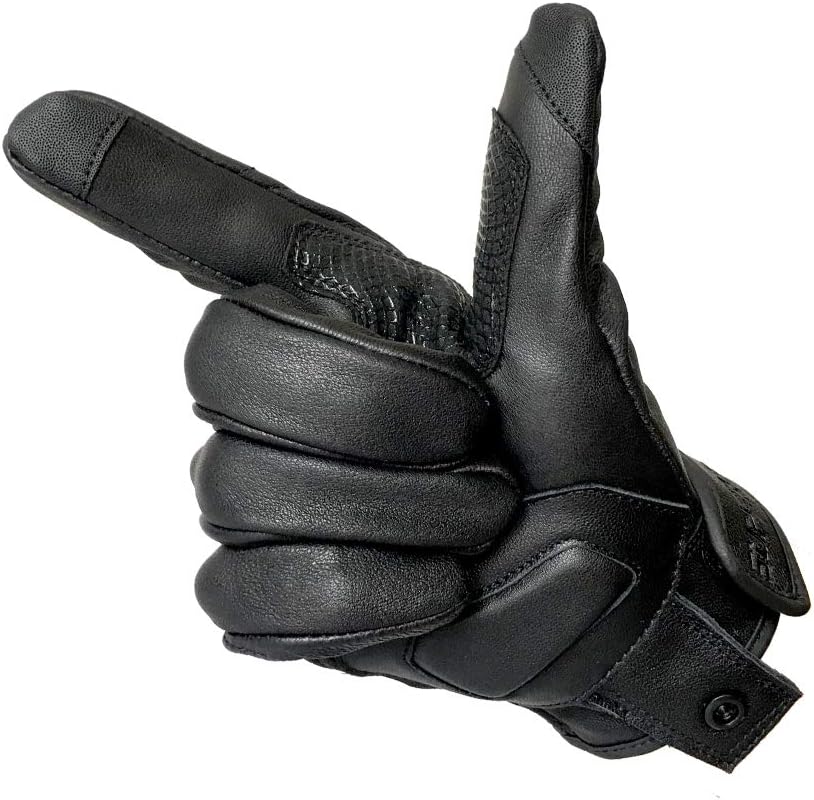 Updated Men’s Goat Skin Leather Motorcycle Gloves Touchscreen Knuckle Protector Motorcross Racing Gloves (Updated,Non-Perforated, XL)