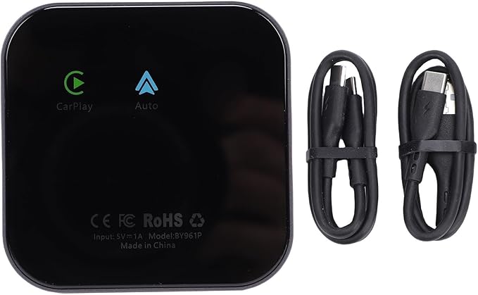 Sanpyl Wireless Car Play Adapter 6 in 1, 4G LTE Car Video Box with 4+64GB, for OS X Android, Dual App Functionality and Real Time Vehicle Tracking