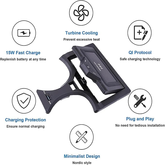 Wireless car Charger Supports Original car with NFC, 15W Fast Mobile Phone Charging Pad for BMW 2 Series (2022-2023) i3/3 Series (2020-2023) i4/4 Series (2021-2023)