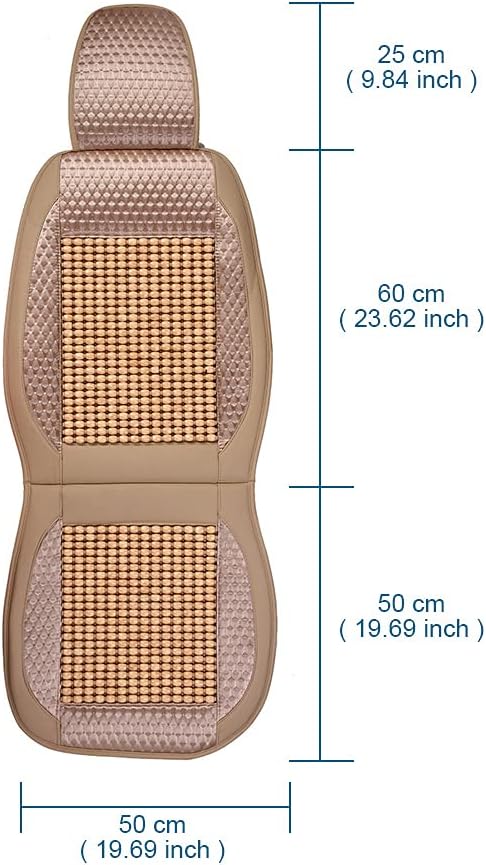 Blueshyhall Wooden Beaded Car Seat Cover Comfortable Massage Car Seat Cushion Cool Breathing–Universal SUV Auto Office Home (Beige)