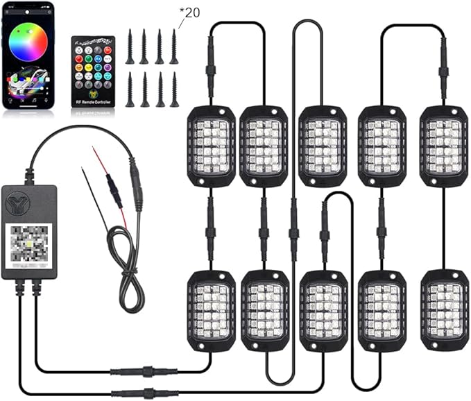 Rock Lights for Trucks, 10 Pods RGB LED Rock Lights with APP/Remote Control & Music Mode, High Bright Multilcolor Waterproof IP68 Rock Neon Light Kits for Pickup Off Road RZR SUV ATV UTV Car