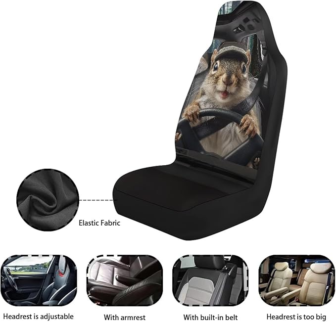 Funny Hamster Car Seat Cover Front Seats Only,Anti-Slip Driver Seat Cover Lightweight Vehicle Cushion Seat Cover Set for SUV Sedan Trucks Vans