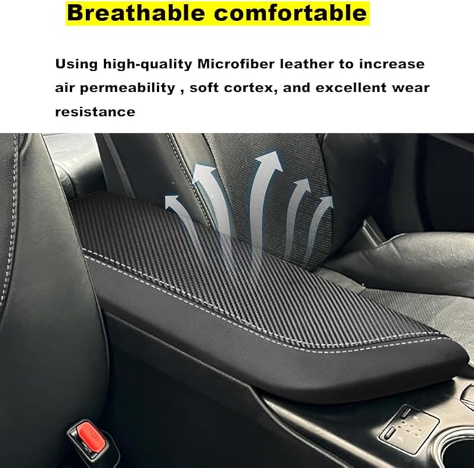 Blazeray Car Center Console Armrest Cover for Toyota Camry 2018-2023 Interior Accessories Leather Anti-Scratch Elbow Arm Rest Cover Cushion Pad Protector Saver (Black with Carbon Fiber Leather)