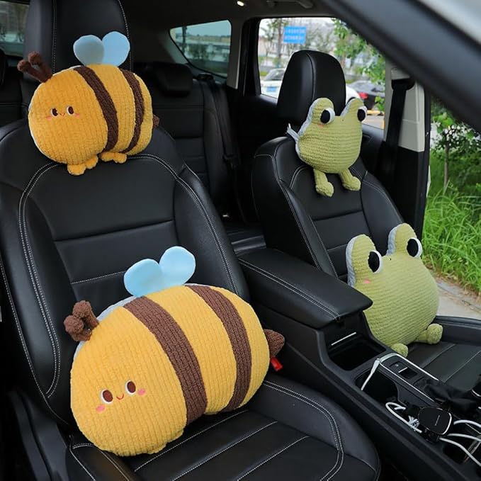 Bee Shaped Car Headrest Pillow Neck Rest Driver Seat Cushion 1 PCS- Neck Pillow
