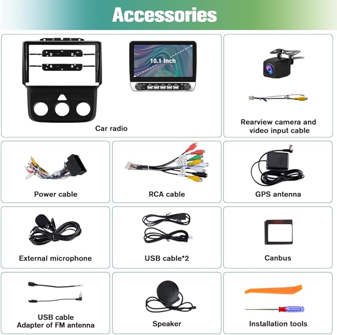 Car Radio Stereo Upgrade for Dodge RAM 1500/2500/3500 2013-2018, Android Head Unit with 10.1 Inch Touch Screen/Backup Camera/Wireless CarPlay & Android Auto/Mirroring/Wi-Fi/Bluetooth/SWC/FM/AM