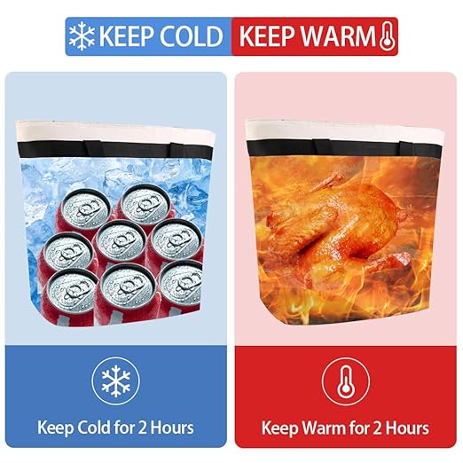CIVJET Insulated Cooler Bag, Tote Bag for Grocery Shopping, DIY Your Creative Designs, Cooler Bags Insulated, Pizza/Food Delivery Bag to Keep Cold/Hot (Purified Cotton, Non-Waterproof, Beige