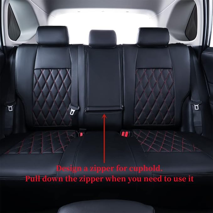 coverdream Custom Seat Covers Compatible with Select Toyota RAV4 Hybrid 2016 2017 2018 Models - Leatherette (Red/Black,Full Set)