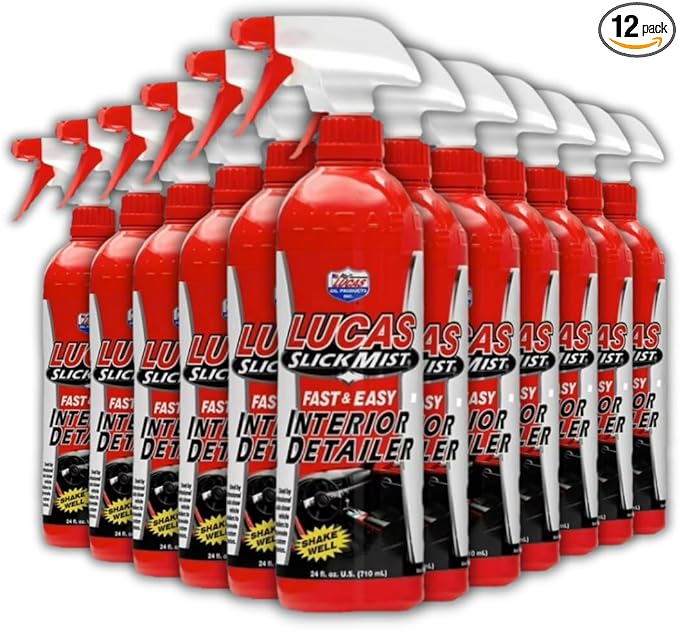Car Interior Detailer Spray – 24 oz Quick Interior Cleaner & Protectant for Dashboard, Leather Seats, Plastic Trim, Vinyl Surfaces – UV Protection & Non-Greasy Shine | 12 Pack Special