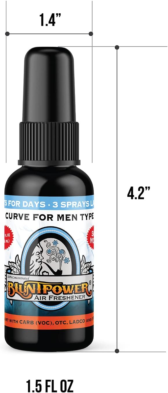 BluntPower (Curve For Men, 3 Pack) Concentrated Air Freshener - Premium Oil Based Air Freshener Spray For Home and Car - Long-Lasting Bathroom Spray, Car Freshener, & Odor Eliminator Spray