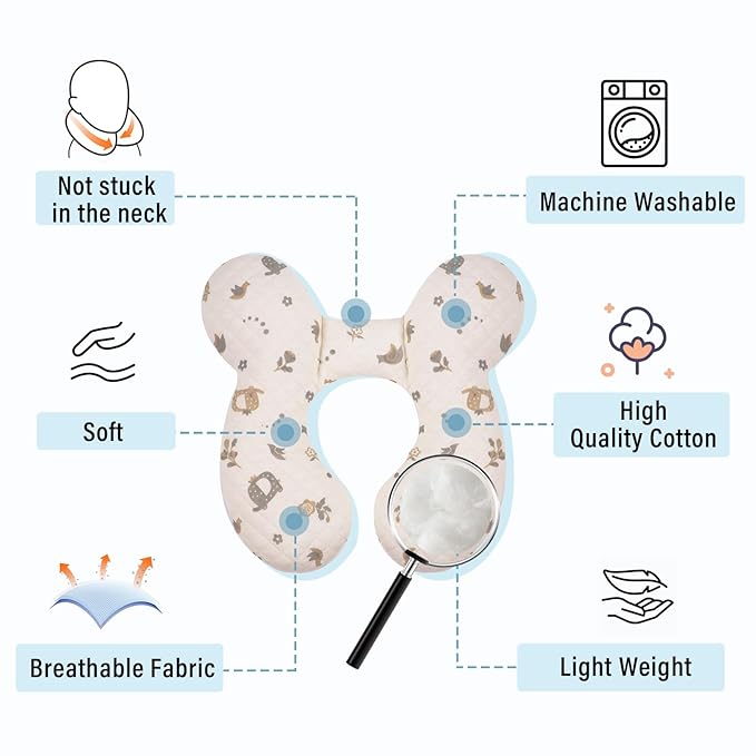 Baby Travel Pillow Upgraded, Soft Baby Head Support Pillow for Newborn Toddler, Babies Neck Car Seat, Pushchair and Strollers, Flower