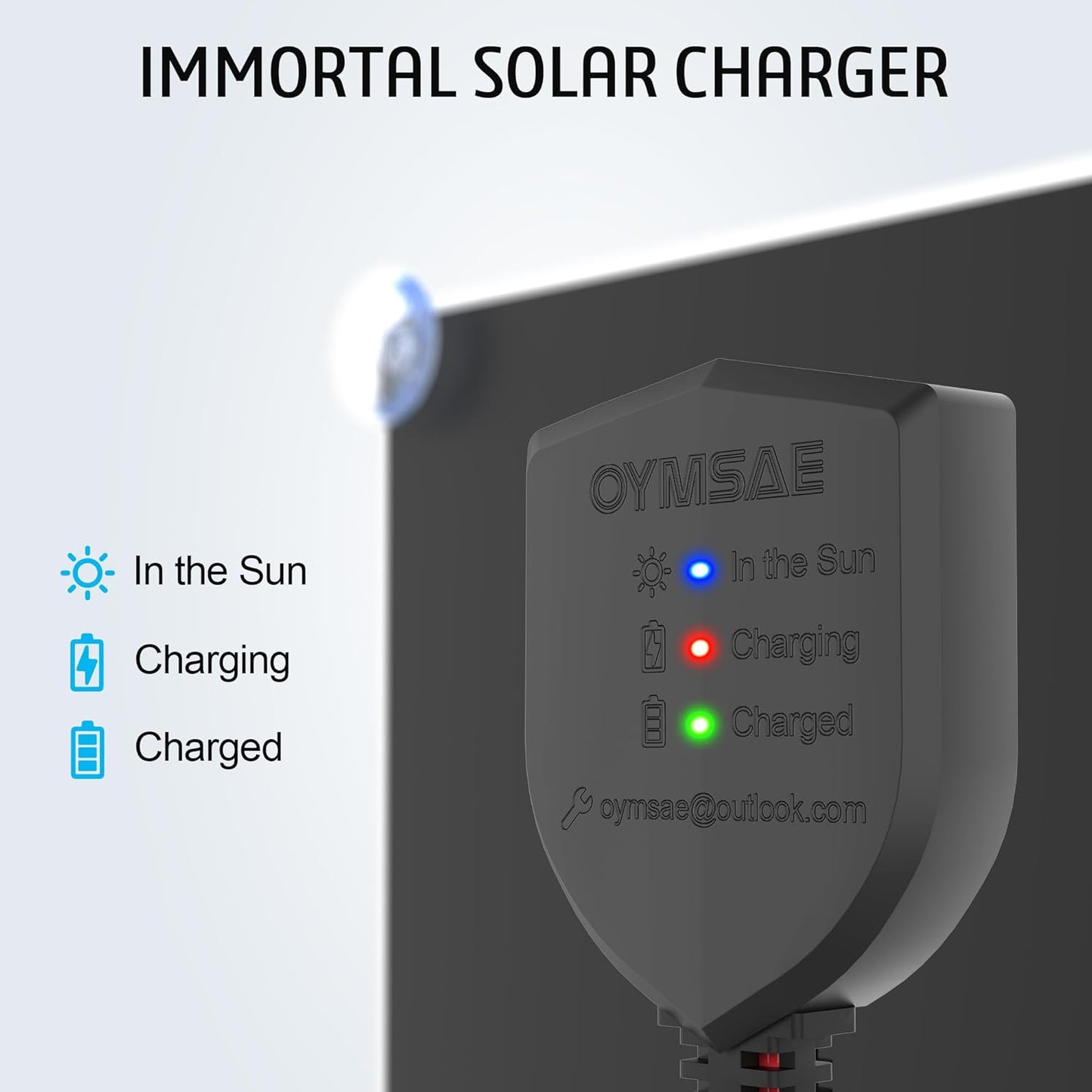 OYMSAE 5W 12V Solar Car Battery Charger Portable Waterproof Solar Power Battery Charger & maintainer with Trickle Cigarette Lighter Plug & Alligator Clip