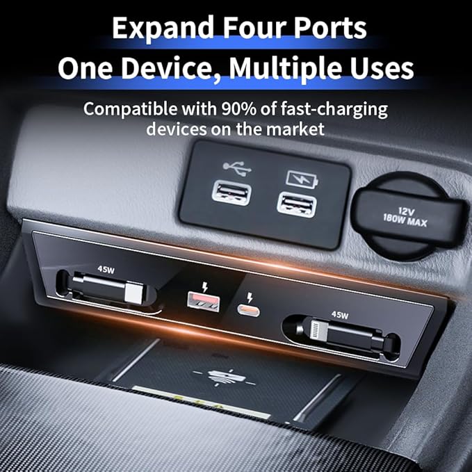Car USB Hub Docking Station for Honda Civic 2022 2023 2024 2025 2026,Acura Integra 2023-2026 Type-C Fast Charger Auto Interior Centre Console Accessories Cigarette Lighter Phone Charging Adapter