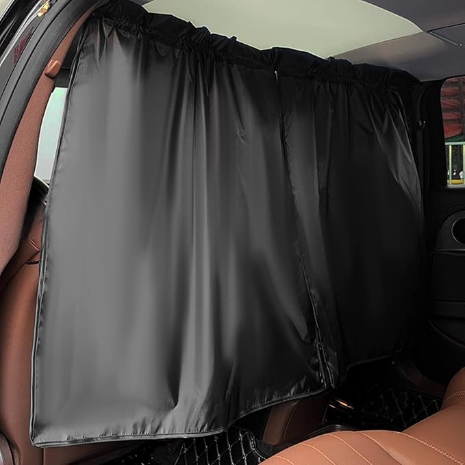 Car Privacy Curtain Universal Car Divider Curtain Between Rear Seat Auto Blackout Curtains Cars Sun Shades Side Window Shades Kit for Travel Camping Nap Sleeping(A)