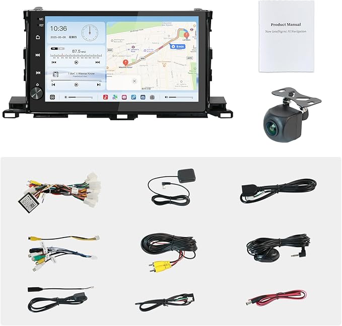 10.2'' Android 13 Car Stereo for Toyota Highlander 2014-2019,with Wireless CarPlay & Android Auto,4G+64G WiFi/DSP/SWC/AM/FM Radio