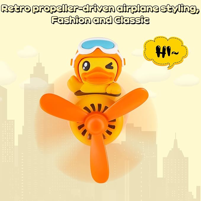 Tallew Car Air Freshener Cute Duck Car Vent Clip Diffuser with Rotating Propeller Outlet Vent 2.5" x 2.4" x 2.1" Easy to Install Included 2 Scents Aroma Tablets Aromatherapy Ornament Auto Accessories
