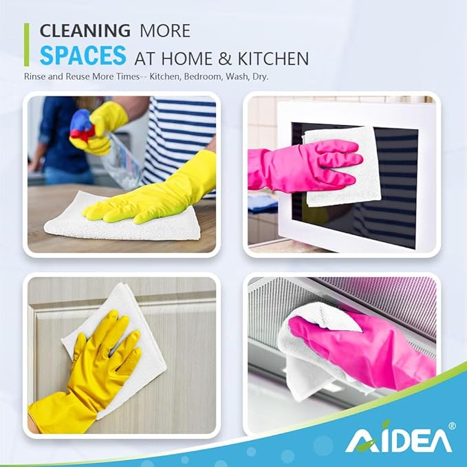 AIDEA Microfiber Cleaning Cloth White-50PK, Soft Microfiber Towels for Cars, Absorbent Cleaning Rags, Lint-Free Streak-Free Wash Cloths for House, Kitchen, Window,11.5"×11.5"