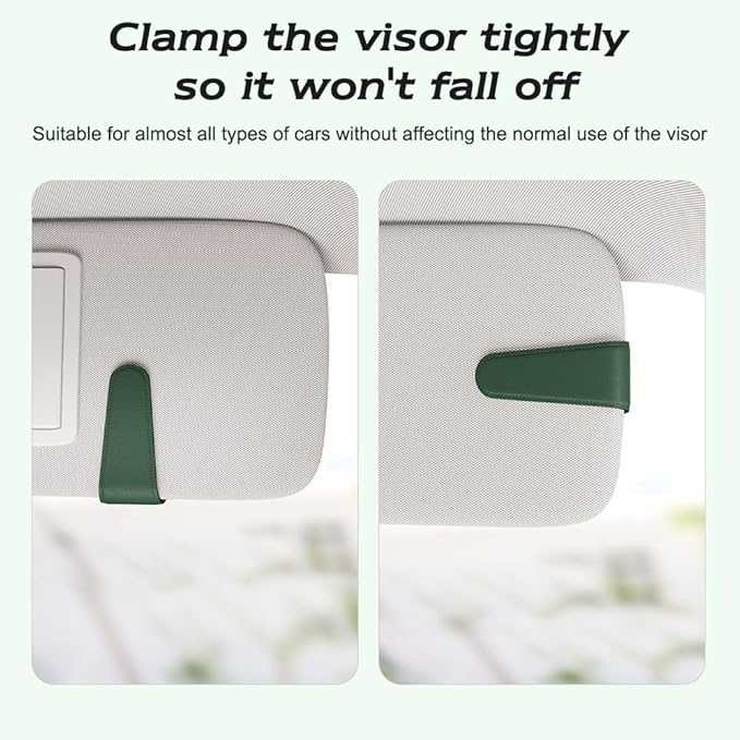 Sotfamily Sunglass Holder for Car Visor, Suede Cloth Magnetic Sunglass Organizer for Car Accessories, 2 Packs, Grass Green
