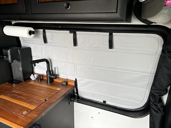 VanEssential Insulated Magnetic Blackout Window Cover Designed for Mercedes-Benz NCV3 & VS30 Crew Window FW621L Direct Fit Cover - Charcoal Gray