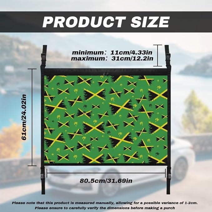 Jamaican Flag Car Roof Storage Bag Car Seat Storage Hanging Bag All Car Storage Organizers Car Travel Accessories Compatible with Most Cars