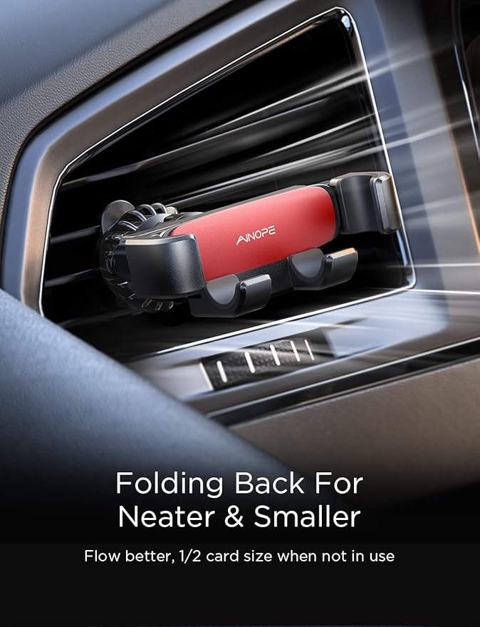 AINOPE Car Phone Holder Mount Vent 2026 Gravity Air Vent Phone Holders for Your Car for iPhone 16 Pro Max with Vent Clip Hand Free Cell Phone Car Mount Holder for iPhone 15 Plus Samsung Red