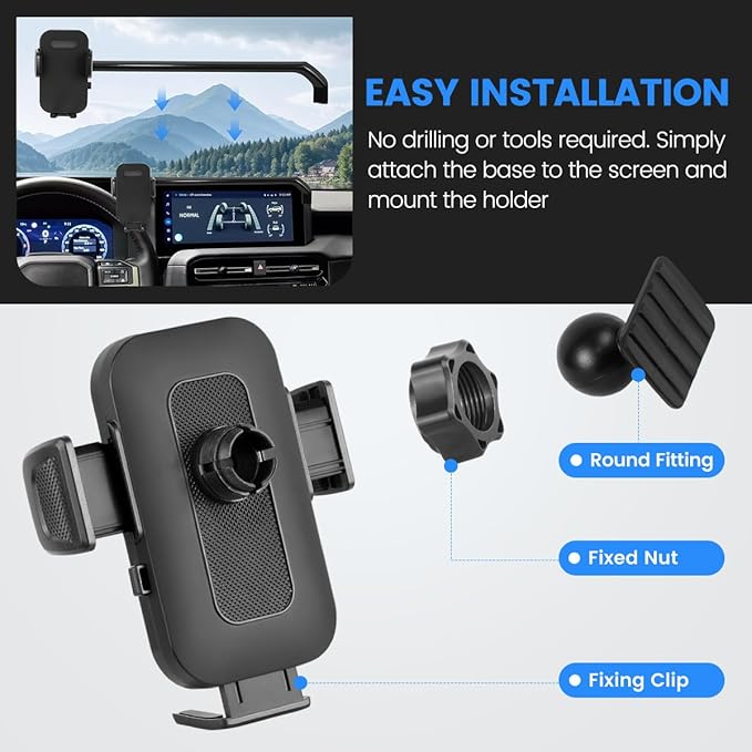 Car Phone Holder Fit for Toyota Land Cruiser LC250 2024 2025 Auto Accessories (Only Fit for 8/12.3-Inch Screen), Cell Phone Mount Dash Mount Hands-Free 360° Rotation
