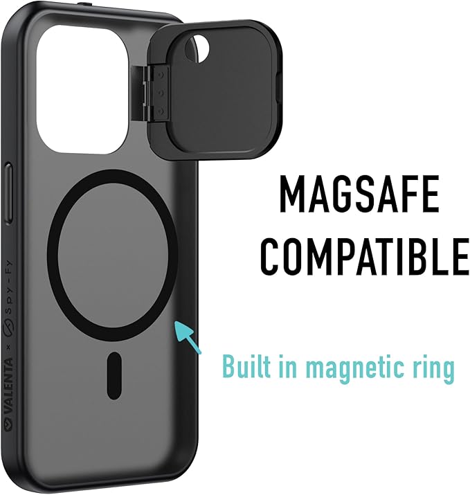 Spy-Fy Privacy case Compatible with iPhone 15 Pro with Camera Covers Front and Rear | Smokey | Magsafe Compatible and Kickstand | Protect Your Phone | 6-Foot Drop Proof | 6,1 Inch | Camera Protection