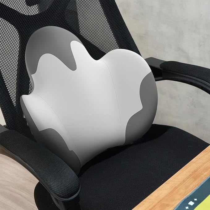 Lumbar Support Pillow for Office Chair, Gaming Chair, Car Driver Seat Back Cushion, Bed & Couch, Gifts for Friends and Parents,Ergonomic Back Support Pillow with Comfortable Memory Foam(Grey/white)