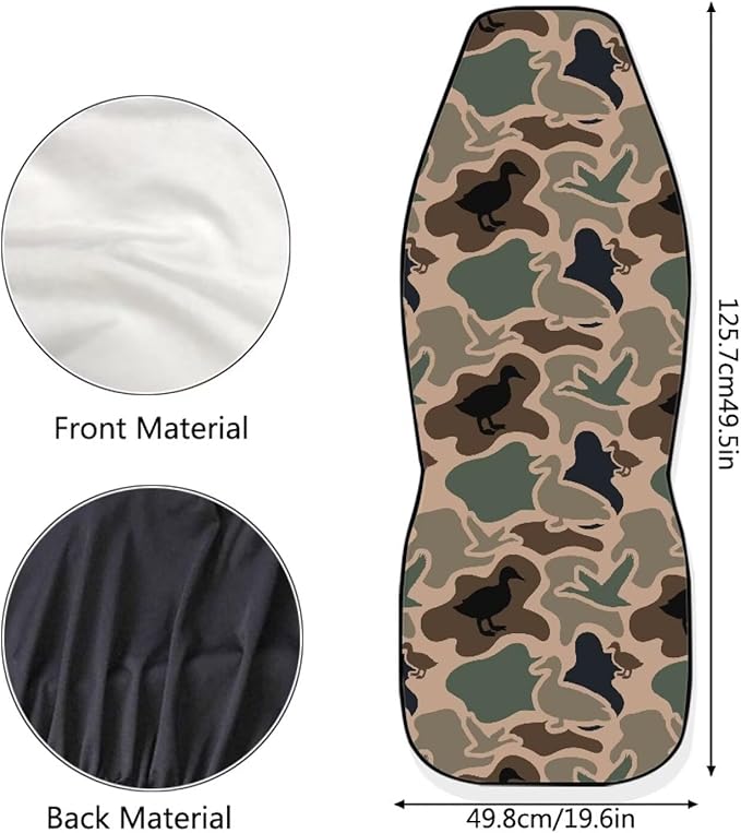 Car Front Seat Covers Elastic Fabrics Universal Duck Camo Print Car Seat Covers Protector Easy to Install Automotive Accessories Suitable for Cars, SUV and Trucks, Set of 2