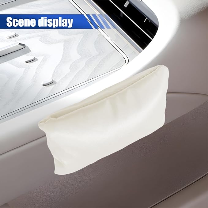 Car Knee Cushion Pad, PU Leather Automotive Center Console Elbow Armrest Pillow, Soft Auto Door Leg Support Pad Protector, Universal Vehicle Interior Comfort Accessories (Beige)