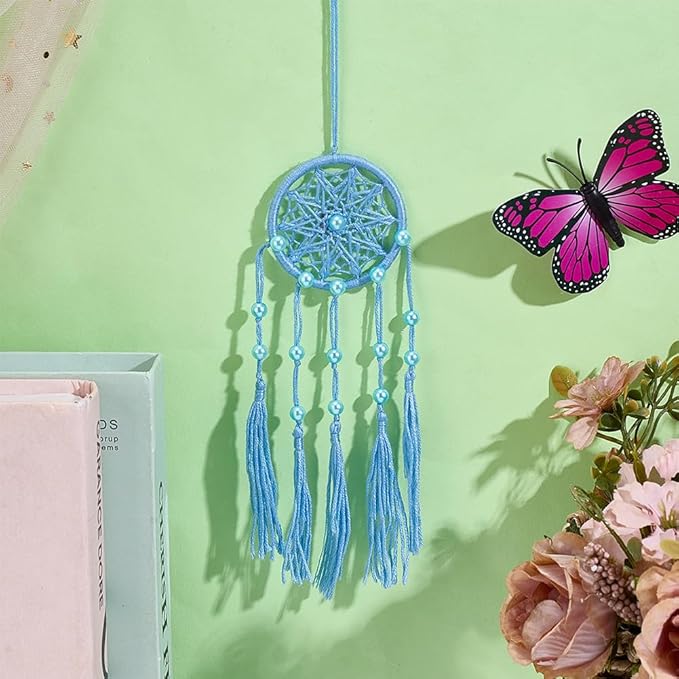 INFUNLY 12 Sets DIY Colorful Mini Dream Catcher Kit with Instruction Small Dream Catcher Kit for Starters Boho Handmade Dreamcatcher Making Set for Adults for Bag Pendant Wall Hanging Home Car Decor
