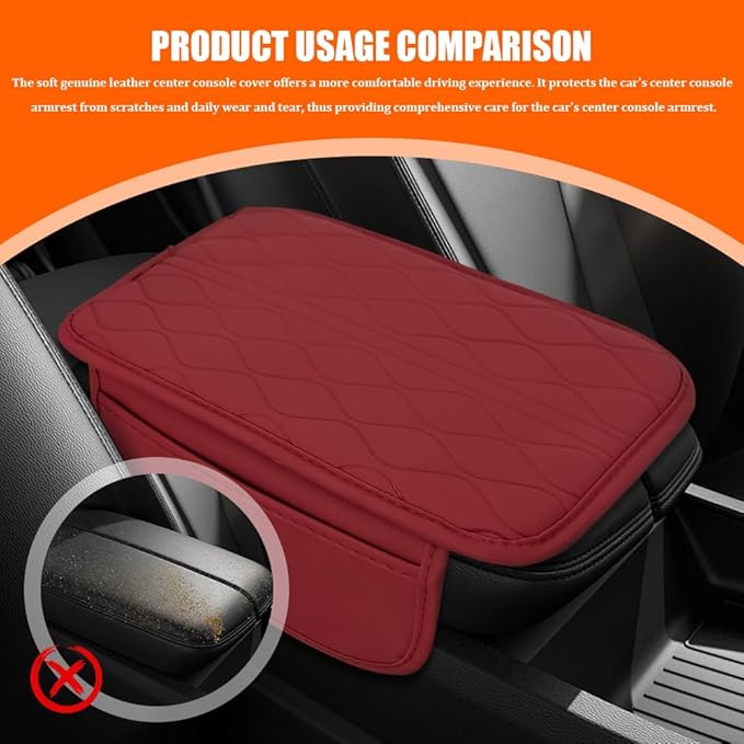 Leopard Cheetah Print African Animal Hunting Auto Center Console Armrest Pad, Car Center Console Cover, Auto Accessories Soft Comfort Armrest Cover Cushion Mat for Most Cars (Wine Red-K3)