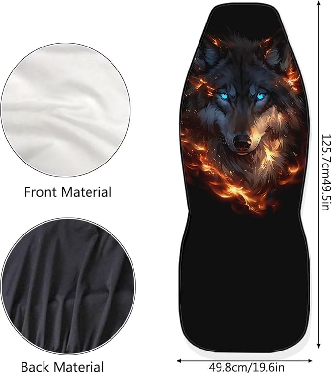 Car Seat Covers Front Seats Only Breathable Fire Wolf Cool Car Seat Cover for Additional Protection Fashion Auto Interior Accessories Easy Installation Universal Fit Most Cars