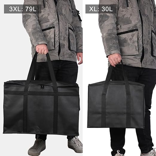 CIVJET 2PK Insulated Food Delivery Bag, XXX-Large Insulated Grocery Bags, Cooler bags, Food Carrier Catering Bag, Commercial Food Warmer bag for Delivery Drivers, Black