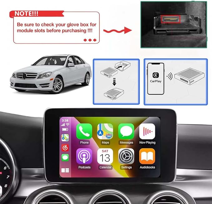 Wireless Android Auto Receiver for Mercedes Benz A/B/C/E/CLA/GLA/CLS/GLK/ML/GL/SLK 2011-2015 Wireless CarPlay Android Auto for Benz NTG 4.5/4.7 System with Bluetooth, Mirror Link, Camera, USB