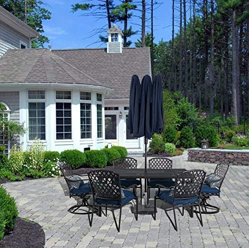 PHI VILLA 13ft Double-Sided Twin Outdoor Patio Umbrella Market Umbrella, Navy