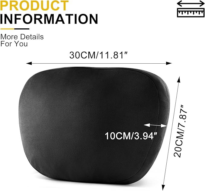 Upgrade Car Neck Pillow with Graphene Fabric Automotive Seat Cushions of Headrests for Relieving Neck Stiffness Seat Neck Support Pillow, Fits All Vehicles(Black 2-Pack)