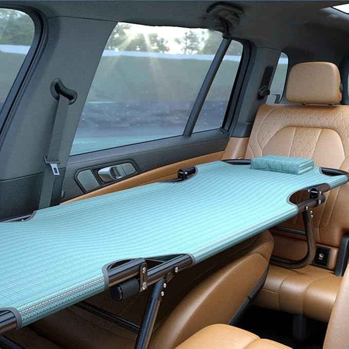 Car Travel Bed, Non-Inflatable Cushion, Universal Car Travel Bed for Rear Seat, Folding Camping Cot for Co-Pilot, Office, and Outdoor Camping Use (Blue)