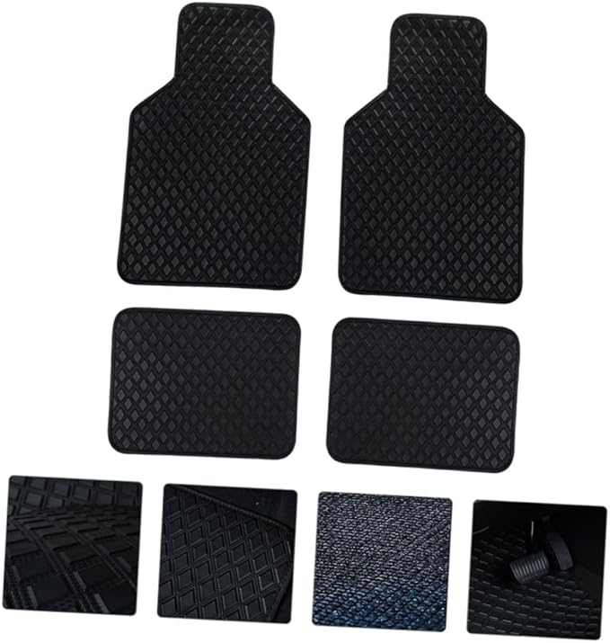 HEMOTON 4pcs Waterproof Car Floor Mats Set, Pu Leather Anti-Slip Front and Rear Foot Mats, Universal Fit Vehicle Carpet Protector for Cars and Suvs